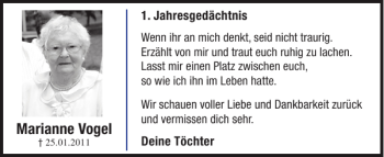 Traueranzeige von Marianne Vogel von WochenKurier