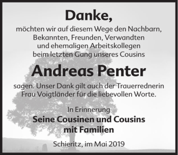 Traueranzeige von Andreas Penter von WochenKurier