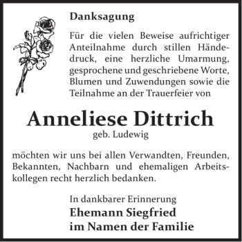 Traueranzeige von Anneliese Dittrich von WochenKurier