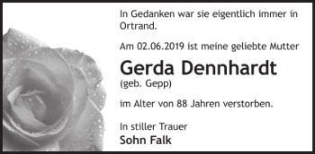 Traueranzeige von Gerda Dennhardt von WochenKurier
