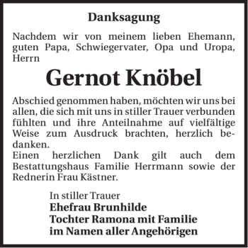 Traueranzeige von Gernot Knöbel von WochenKurier