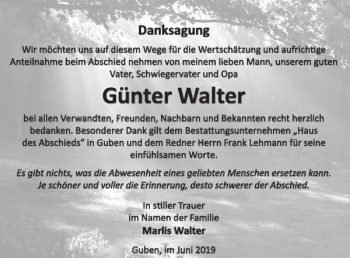 Traueranzeige von Günter Walter von WochenKurier