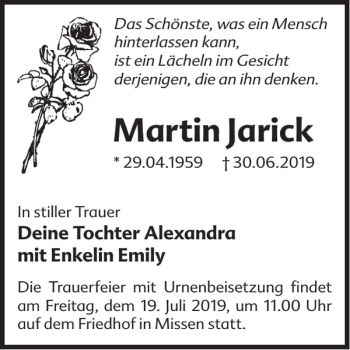 Traueranzeige von Martin Jarick von WochenKurier