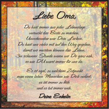 Traueranzeige von Oma  von WochenKurier