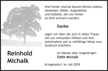 Traueranzeige von Reinhold Michalk von WochenKurier