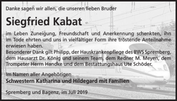 Traueranzeige von Siegfried Kabat von WochenKurier
