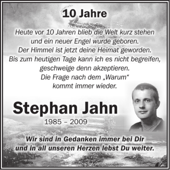 Traueranzeige von Stephan Jahn von WochenKurier