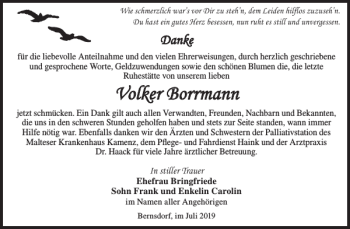 Traueranzeige von Volker Borrmann von WochenKurier
