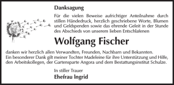 Traueranzeige von Wolfgang Fischer von WochenKurier