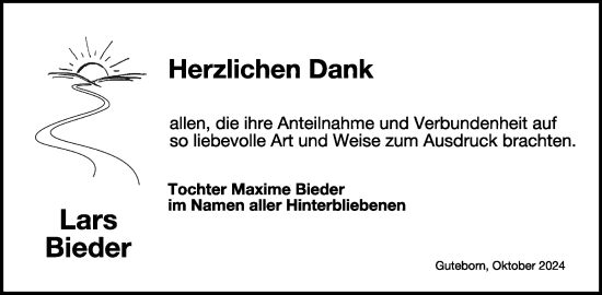 Traueranzeige von Lars Bieder von WochenKurier