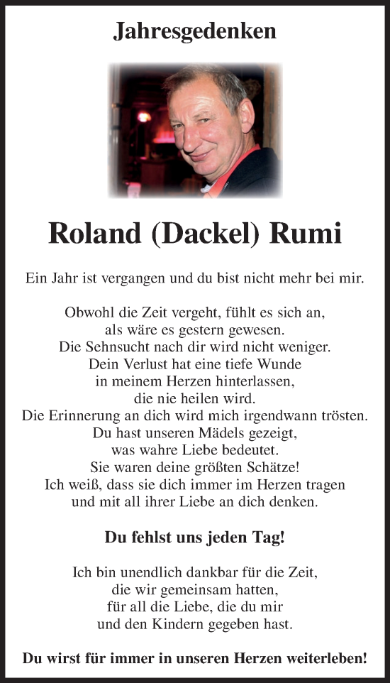 Traueranzeige von Roland Rumi von WochenKurier