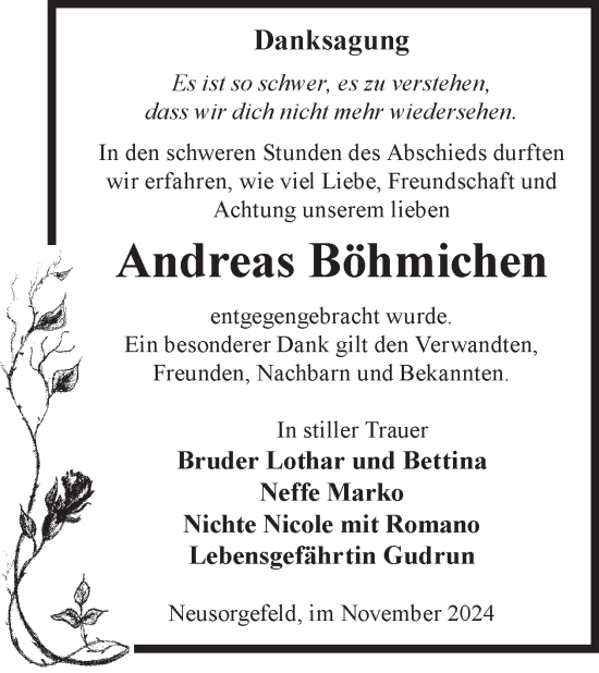 Traueranzeige von Andreas Böhmichen von WochenKurier