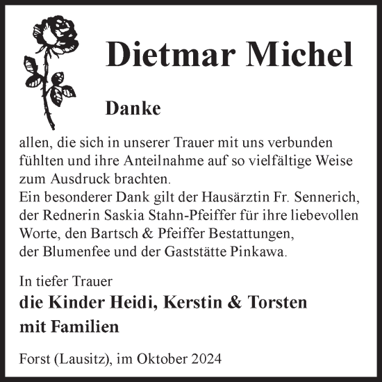 Traueranzeige von Dietmar Michel von WochenKurier