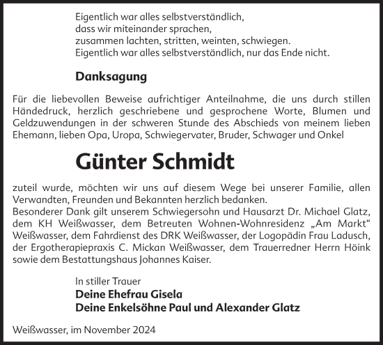 Traueranzeige von Günter Schmidt von WochenKurier