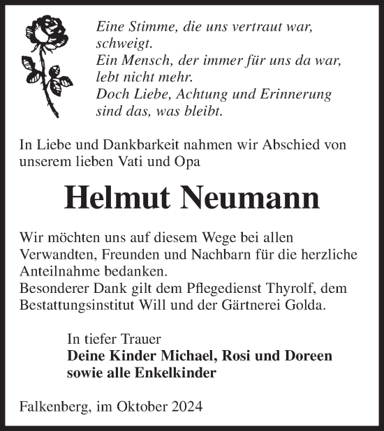 Traueranzeige von Helmut Neumann von WochenKurier