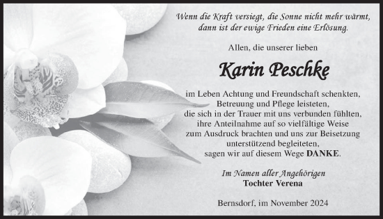 Traueranzeige von Karin Peschke von WochenKurier