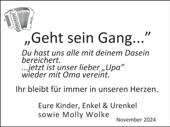 Traueranzeige von Opa  von WochenKurier