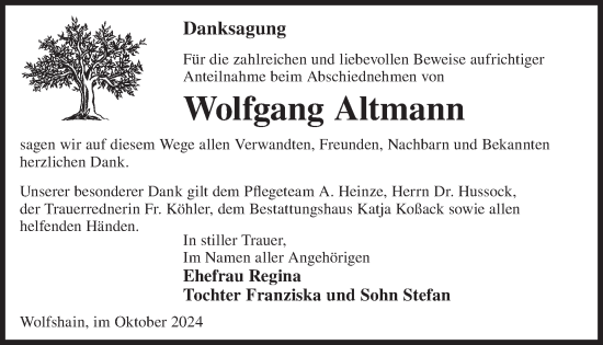 Traueranzeige von Wolfgang Altmann von WochenKurier