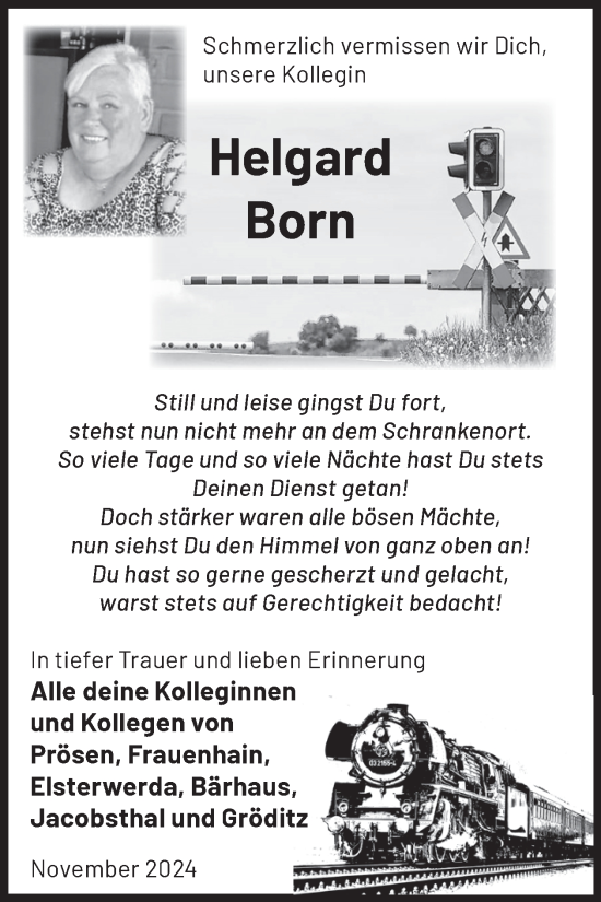 Traueranzeige von Helgard Born von WochenKurier