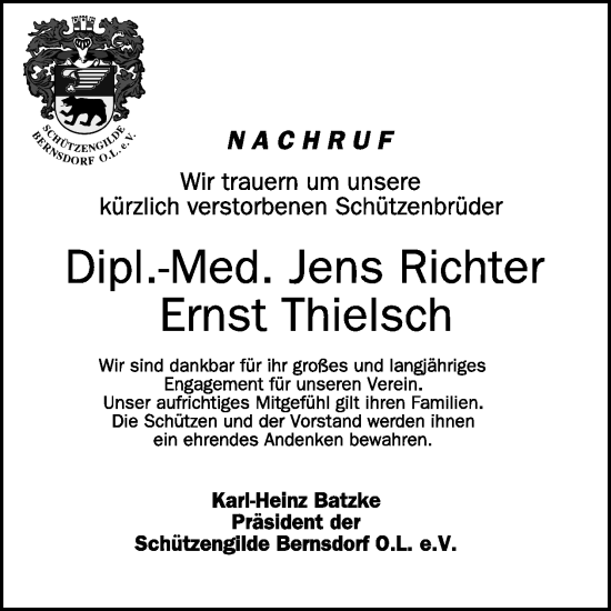 Traueranzeige von Jens Richter von WochenKurier