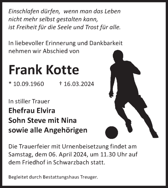 Traueranzeige von Frank Kotte von WochenKurier