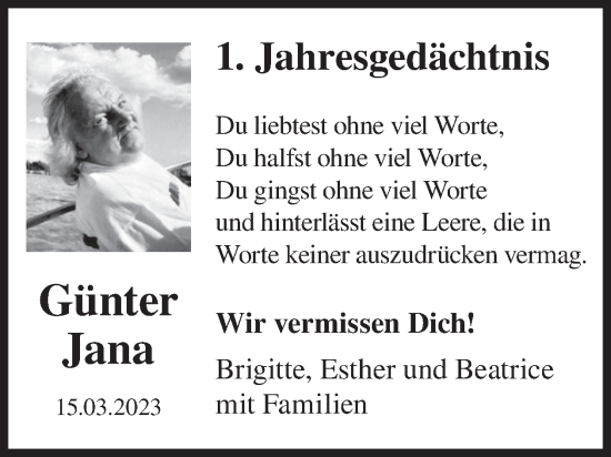 Traueranzeige von Günter Jana von WochenKurier