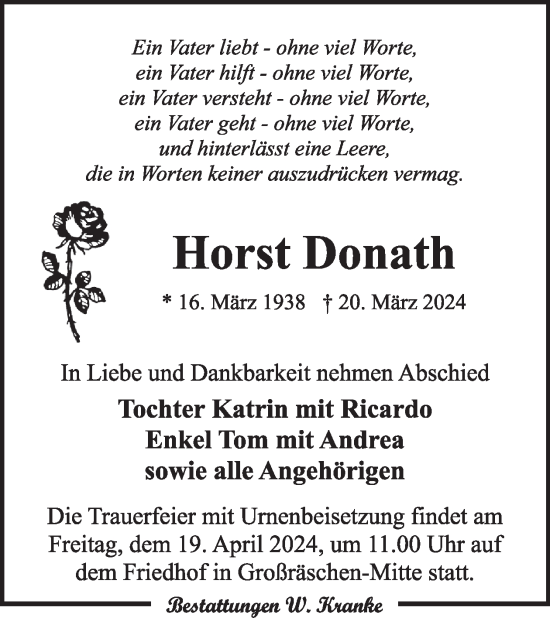 Traueranzeige von Horst Donath von WochenKurier