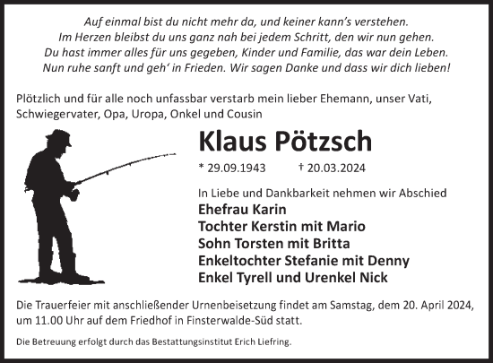 Traueranzeige von Klaus Pötzsch von WochenKurier