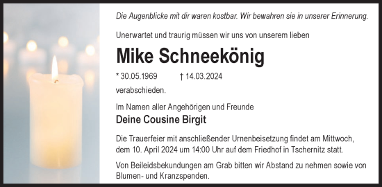 Traueranzeige von Mike Schneekönig von WochenKurier