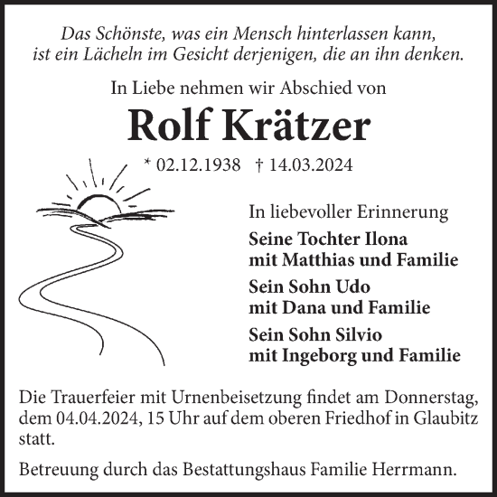 Traueranzeige von Rolf Krätzer von WochenKurier