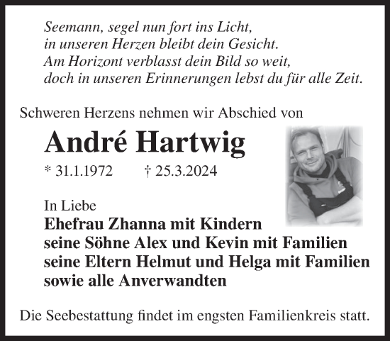 Traueranzeige von Andre Hartwig von WochenKurier