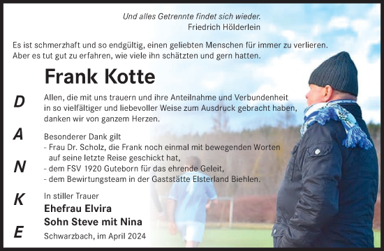 Traueranzeige von Frank Kotte von WochenKurier