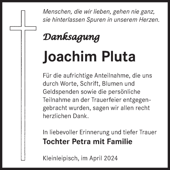 Traueranzeige von Joachim Pluta von WochenKurier