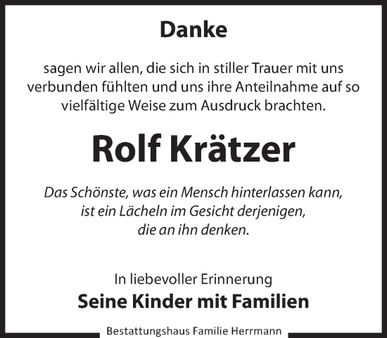 Traueranzeige von Rolf Krätzer von WochenKurier