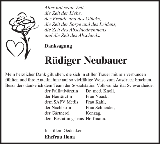 Traueranzeige von Rüdiger Neubauer von WochenKurier