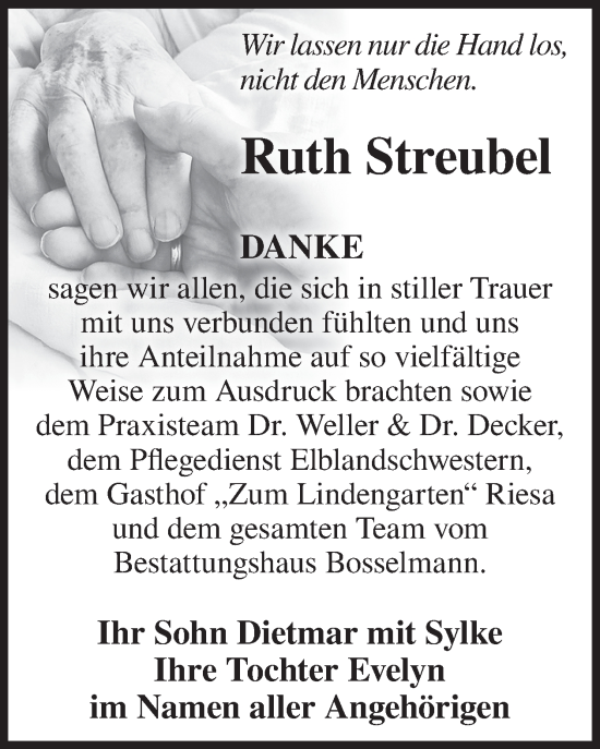 Traueranzeige von Ruth Streubel von WochenKurier