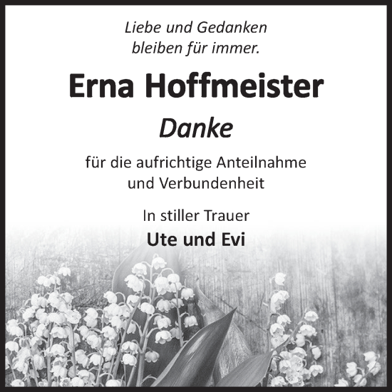 Traueranzeige von Erna Hoffmeister von WochenKurier