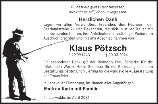 Traueranzeige von Klaus Pötzsch von WochenKurier