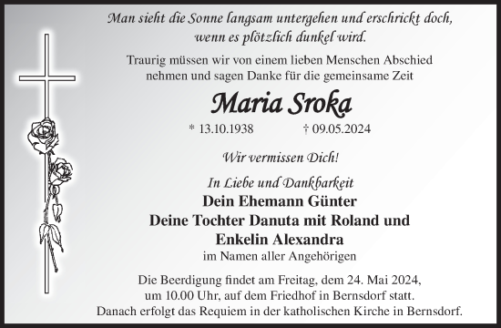 Traueranzeige von Maria Sroka von WochenKurier