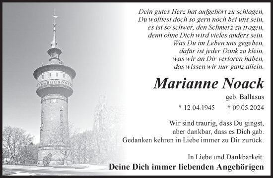 Traueranzeige von Marianne Noack von WochenKurier