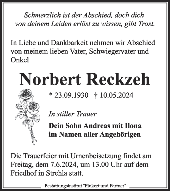Traueranzeige von Norbert Reckzeh von WochenKurier