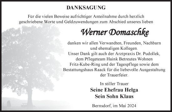 Traueranzeige von Werner Domaschke von WochenKurier