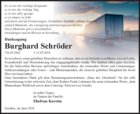 Traueranzeige von Burghard Schröder von WochenKurier