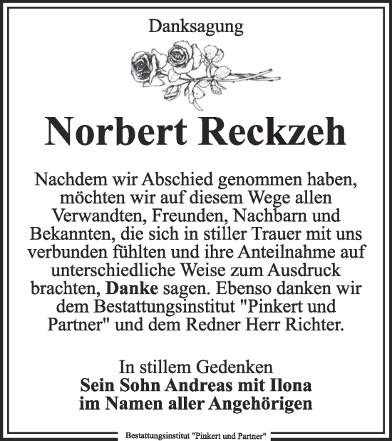 Traueranzeige von Norbert Reckzeh von WochenKurier