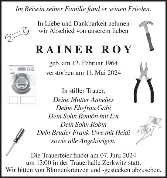 Traueranzeige von Rainer Roy von WochenKurier