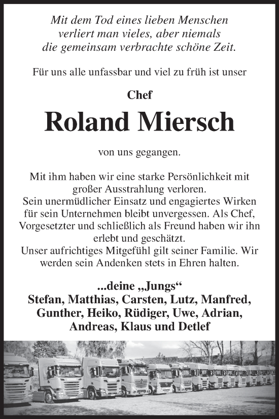 Traueranzeige von Roland Miersch von WochenKurier
