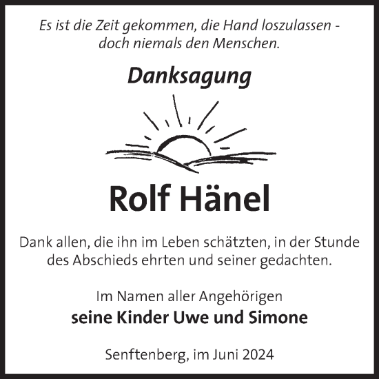 Traueranzeige von Rolf Hänel von WochenKurier