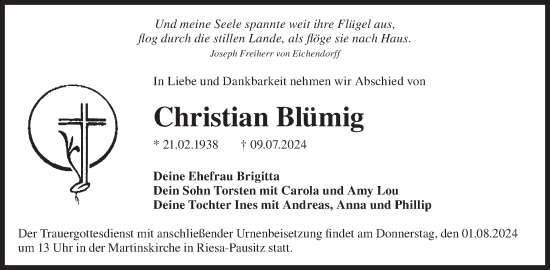 Traueranzeige von Christian Blümig von WochenKurier