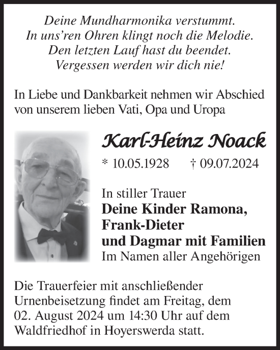 Traueranzeige von Karl-Heinz Noack von WochenKurier