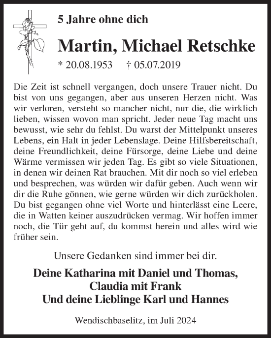Traueranzeige von Martin Michael Retschke von WochenKurier